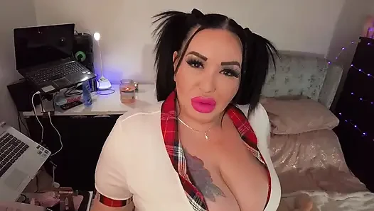 Big Boob BBW MILF in a College Outfit Shows Us Her Skills