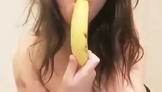 Suck Banana and Masturbating