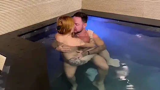 My Older Neighbor Couldn't Resist and Came to Fuck Me in the Pool