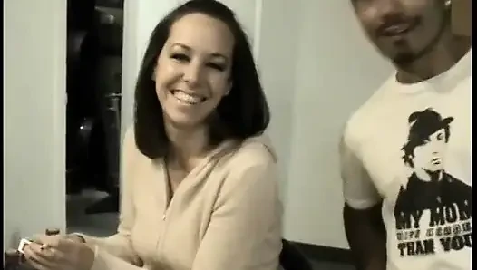 Bisexual threesome performers in a behind the scenes
