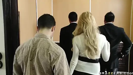 Big Tits at Work - Big Tit Blonde MILF Taylor Wane, Deepthroats Dick in the Office