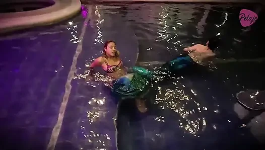 Merman Eats His Mermaid Friend's Pussy, and Then She Gets All His Cum Out