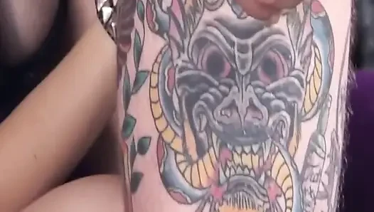 Mature Brunette MILF Sucks Tattooed Cock Deep