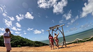 Enjoying the view from the Rays of Sun viewpoint on Tambaba beach in Paraíba.