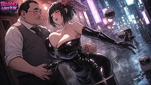 Cyberpunk Busty Babes Riding Fat Guys - Neon Sweat & Big Tits