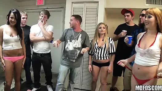 Real Slut Party - Naughty Kim Kennedy & Delila Scuffle in Grease Before a Wild Backstage 3some