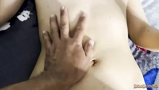 Dulce loves double penetration — dildo in her pussy and deep cock in the ass on the bed while screaming