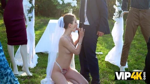 VIP4K. A Young Bride with a Beautiful Body Rides her Husband on their Wedding day