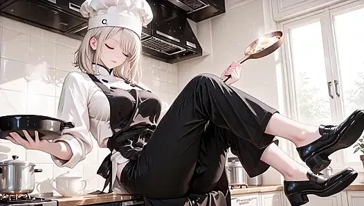 So Slutty Female Chef! Cooking Seriously in the Kitchen, Total Oiled Slut in Bed