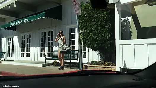 Sexy girl smiles when she sees cock