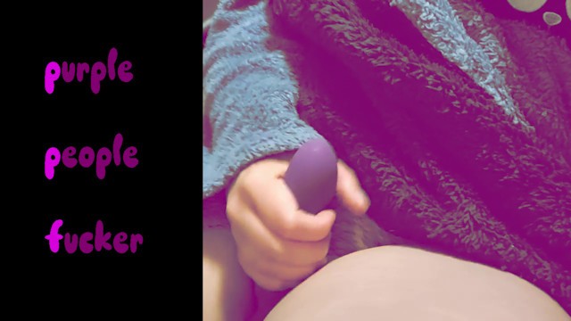 enter the purple people fucker! ~ moonie testing her new strapless strap-on dildo