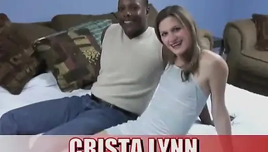 Black stud opens white girl's legs to stuff her with black cock in bed