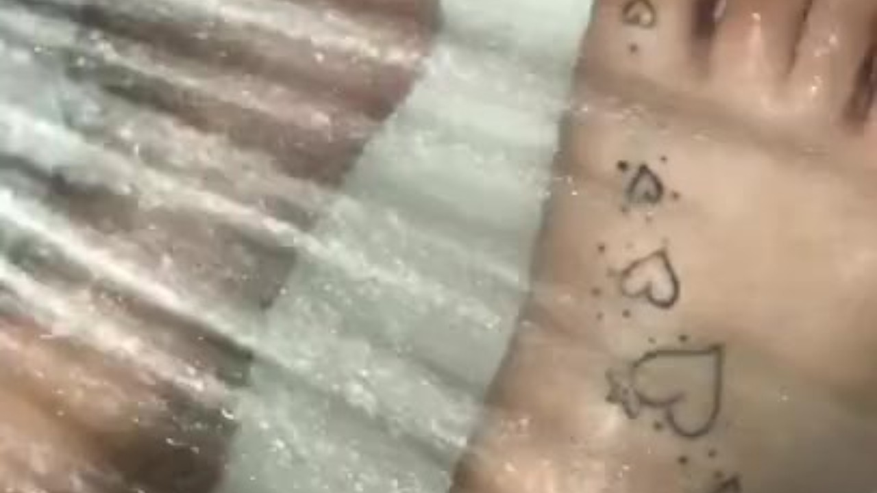 My feet in the shower