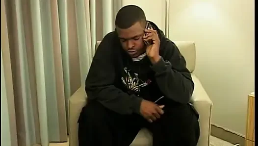 Big cocked black dude fucks black hottie deep then finishes doggy style