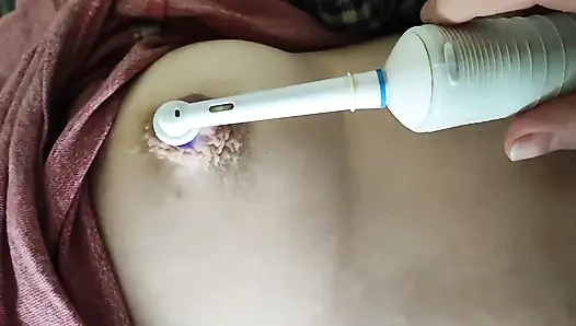 Nipples Teasing with Electric Toothbrush