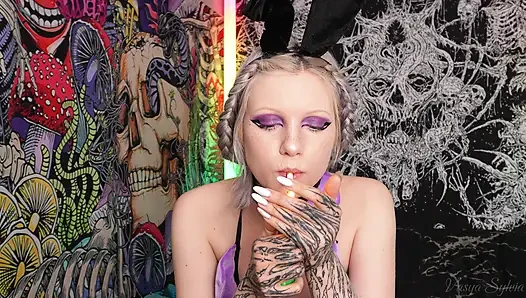 Inhaling Sweet Cigarette Smoke in a Bunny Costume!