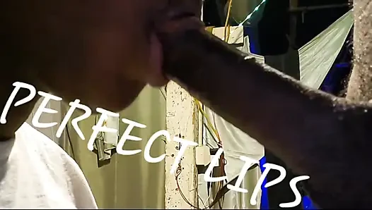 PERFECT LIPS made him bust a hard NUT!!! from her sloppily deepthroating his dick