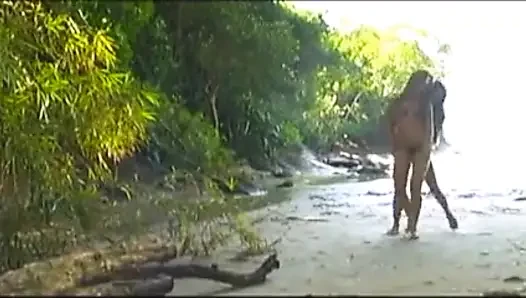 Gisele Prodo and her girlfriend fuck each other in the jungle