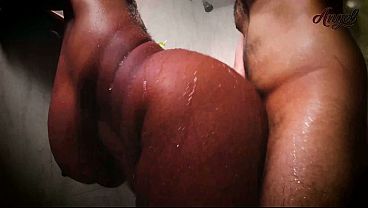 Fucking in my husband's bathroom while the cuckold is fucking my pussy with me.