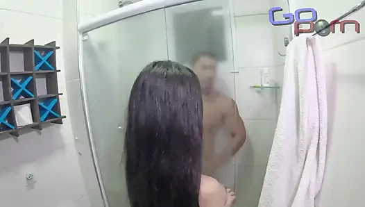 Hot Shower with the Naughty While Her Husband Works