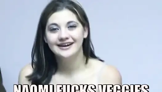 Horny chick masturbates with food on a couch