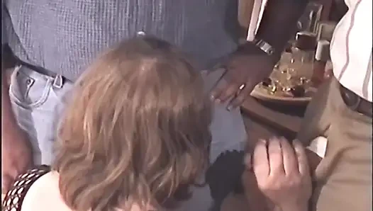 Mature Blonde MILF Takes Multiple Big Cocks Hard