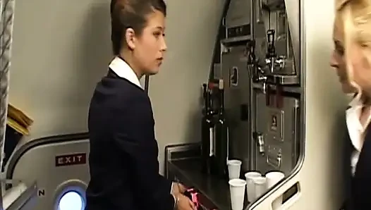 Randy pilot fondles sexy brunette in the cockpit