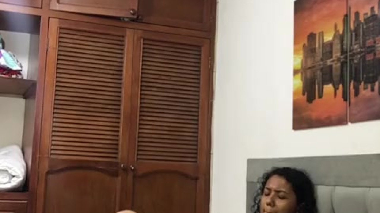 Horny girl masturbating until orgasm.