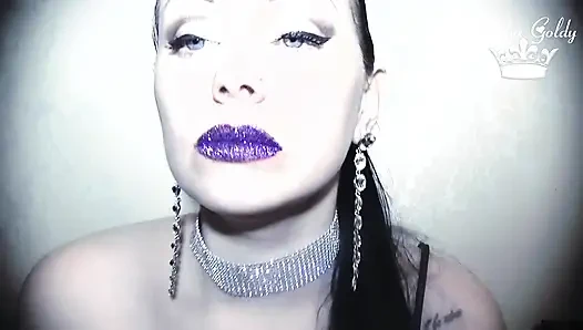 Purple glittery kissing & lip smelling