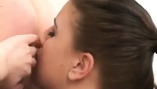 Erotic Nikki deep throats a huge cock after licking ass