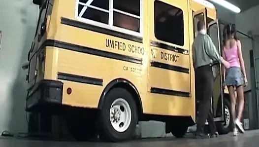 Horny Brunette Babe Rides Huge Cock in Wild Bus Encounter