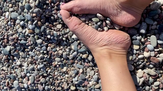 Relaxing Feet Fetish on the rocky beach Feet Worship