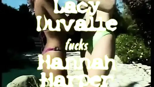 White bitch fucks a black whore with a vibrator in the backyard