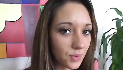 Brunette sucks and gets an anal creampie