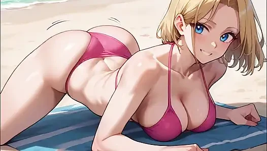 Blonde Bimbo at the Beach Anime AI