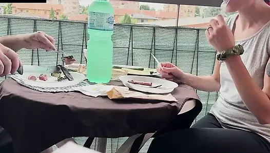 Lara Eats Meat, Then Fucks Blowjob and Creampie on the Couch