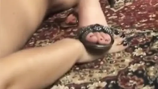 Totally lesbian foot torment for slave chick